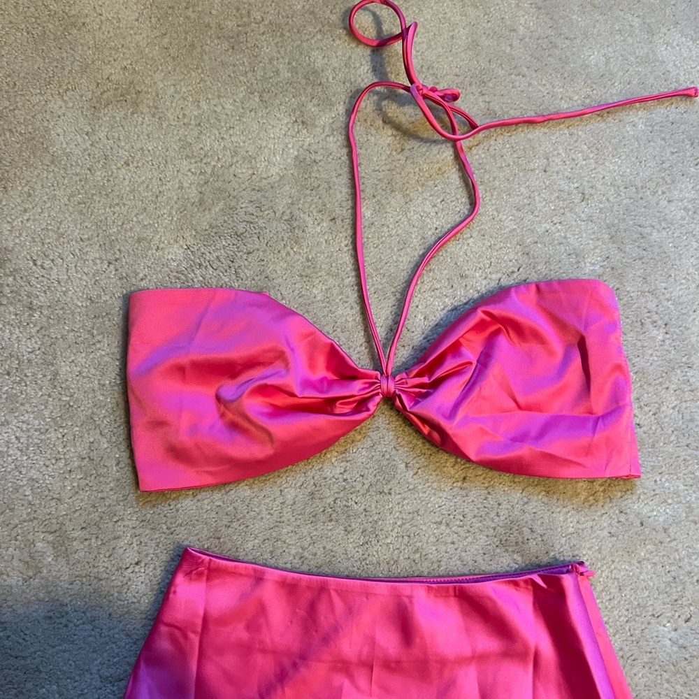 Princess Polly Satin Halter Pink Skirt Set- Size 2 - Picture 3 of 7